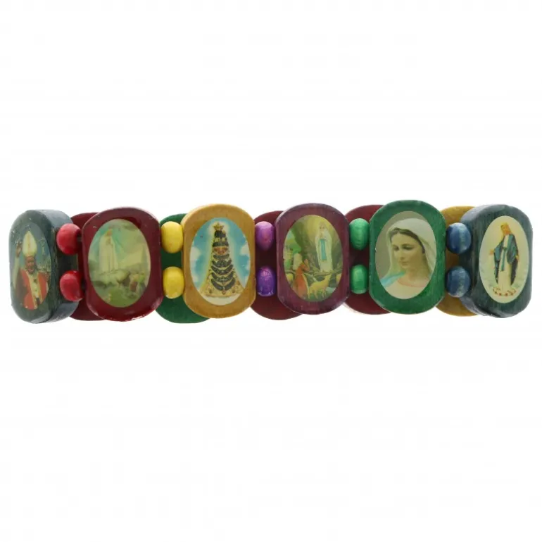 Palais du Rosaire Bracelet bois chrétien images de saints^ Bracelet Fantaisie