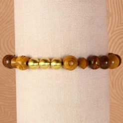 Palais du Rosaire Bracelet bois, laiton et croix dorée^ Bracelet Fantaisie