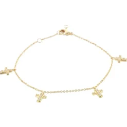 Palais du Rosaire Bracelet chaîne Plaqué Or et croix à strass pendantes^ Bracelet Plaqué Or