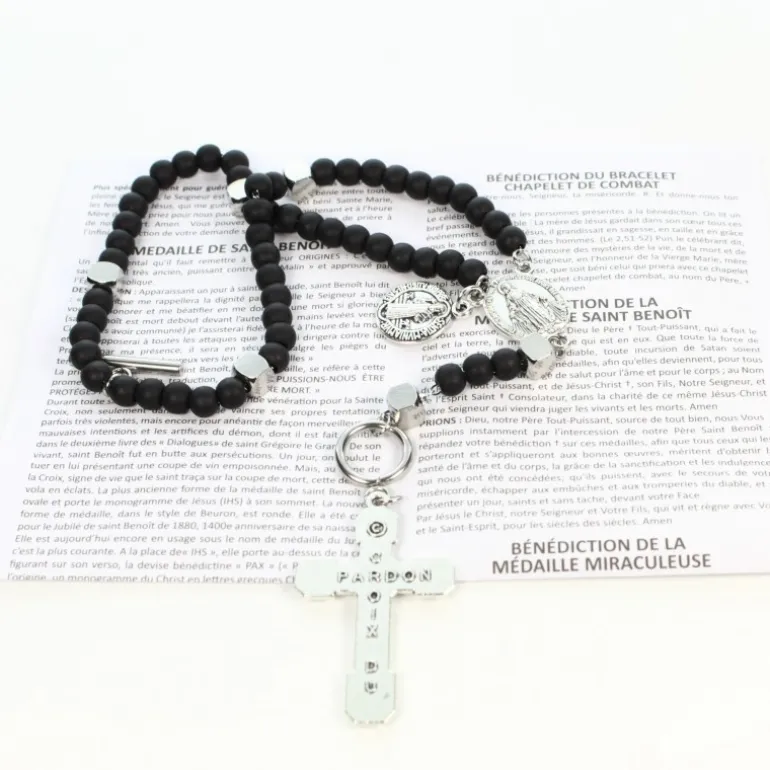 Palais du Rosaire Bracelet de combat de Saint Benoît avec livret Français et Anglais^ Bracelet Fantaisie