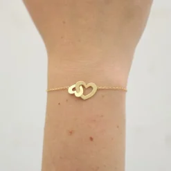 Palais du Rosaire Bracelet de Lourdes avec double coeur en plaqué or^ Bracelet Plaqué Or