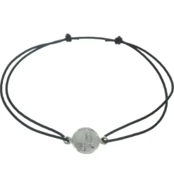 Palais du Rosaire Bracelet de Lourdes en corde avec une médaille en Argent rhodié^ Bracelet Argent