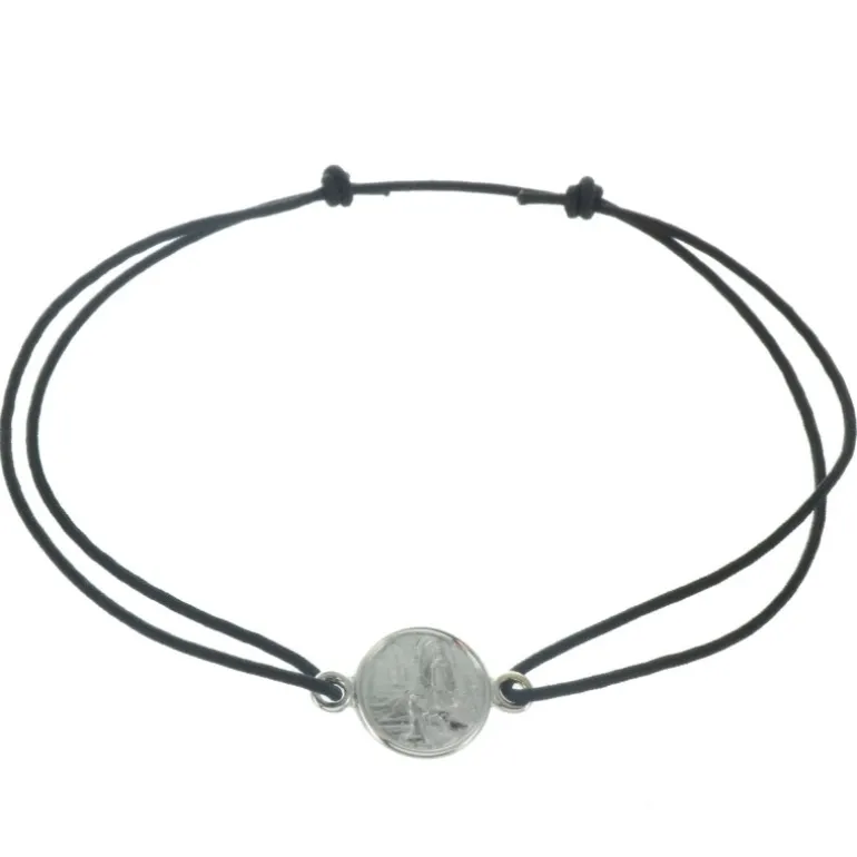 Palais du Rosaire Bracelet de Lourdes en corde avec une médaille en Argent rhodié^ Bracelet Argent