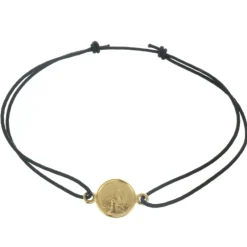 Palais du Rosaire Bracelet de Lourdes en corde avec une médaille en Plaqué Or^ Bracelet Plaqué Or