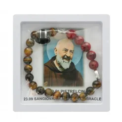 Palais du Rosaire Bracelet de Saint Padre Pio en pierres semi-précieuses^ Bracelet Fantaisie
