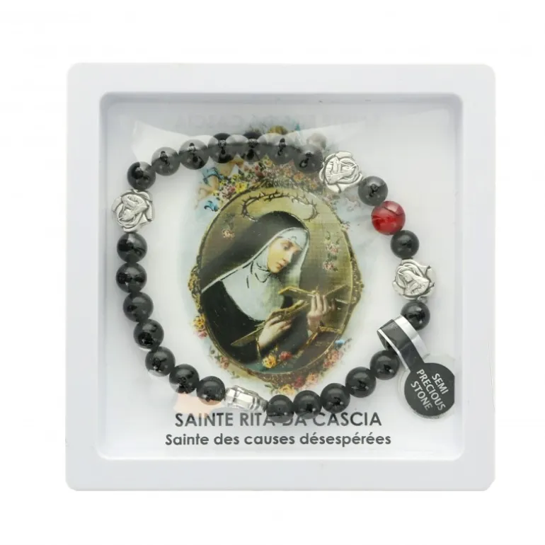 Palais du Rosaire Bracelet de Sainte Rita en pierres semi-précieuses^ Bracelet Fantaisie