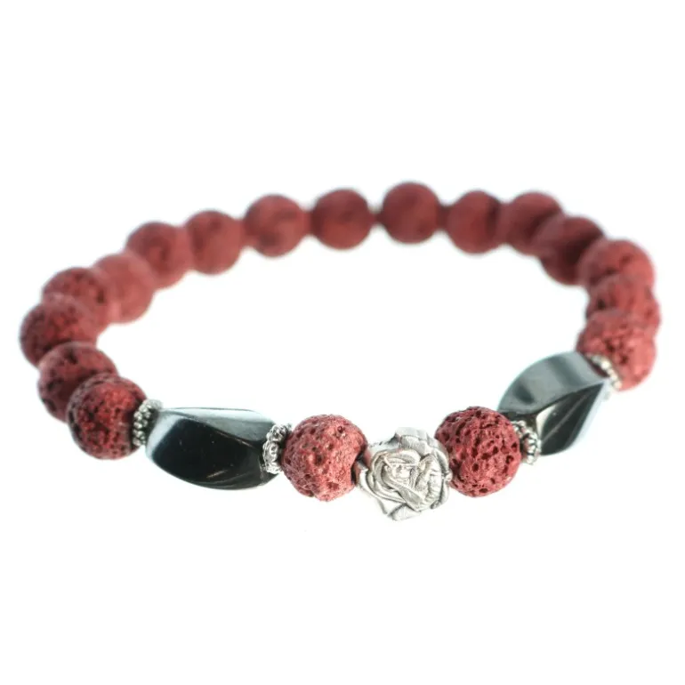 Palais du Rosaire Bracelet de Sainte Rita en pierre de lave^ Bracelet Fantaisie