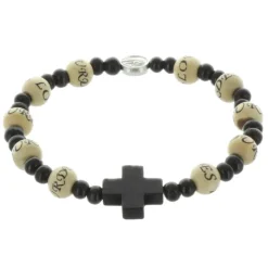 Palais du Rosaire Bracelet dizainier avec l'inscription Lourdes sur perles de bois^ Bracelet Dizainier