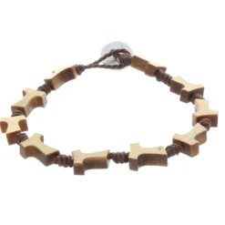 Palais du Rosaire Bracelet dizainier corde, bois et croix de Tau^ Bracelet Dizainier