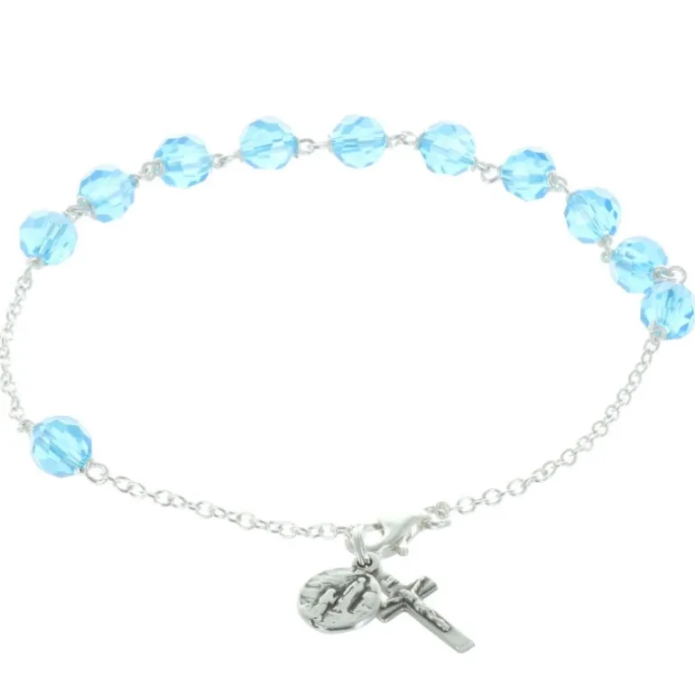 Palais du Rosaire Bracelet dizainier de Lourdes en Argent et perles en cristal^ Bracelet Argent