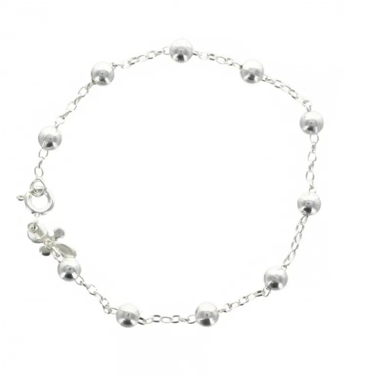 Palais du Rosaire Bracelet dizainier en argent avec croix 18 cm^ Bracelet Dizainier | Bracelet Argent