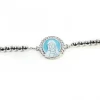 Palais du Rosaire Bracelet dizainier en argent avec médaille de la vierge bleue et strass^ Bracelet Dizainier | Bracelet Argent