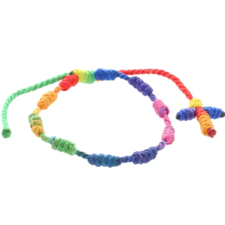 Palais du Rosaire Bracelet dizainier en corde multicolore^ Bracelet Dizainier