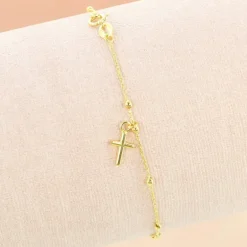 Palais du Rosaire Bracelet dizainier en or 18 carats avec croix pendante^ Bracelet Dizainier