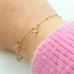 Palais du Rosaire Bracelet dizainier en or 18 carats avec croix pendante^ Bracelet Dizainier