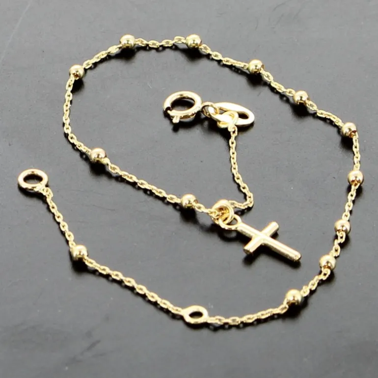 Palais du Rosaire Bracelet dizainier en or 18 carats avec croix pendante^ Bracelet Dizainier