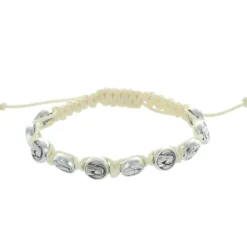Palais du Rosaire Bracelet dizainier médailles argentées Apparition de Lourdes et Vierge Marie^ Bracelet Dizainier