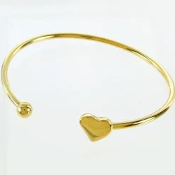 Palais du Rosaire Bracelet doré jonc ouvert avec un coeur^ Bracelet Fantaisie