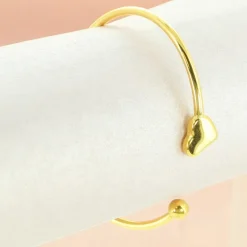 Palais du Rosaire Bracelet doré jonc ouvert avec un coeur^ Bracelet Fantaisie