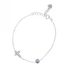 Palais du Rosaire Bracelet en argent avec une croix et un rond bleu et blanc avec strass^ Bracelet Argent