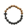 Palais du Rosaire Bracelet en grains en bois et en pierre volcanique^ Bracelet Fantaisie