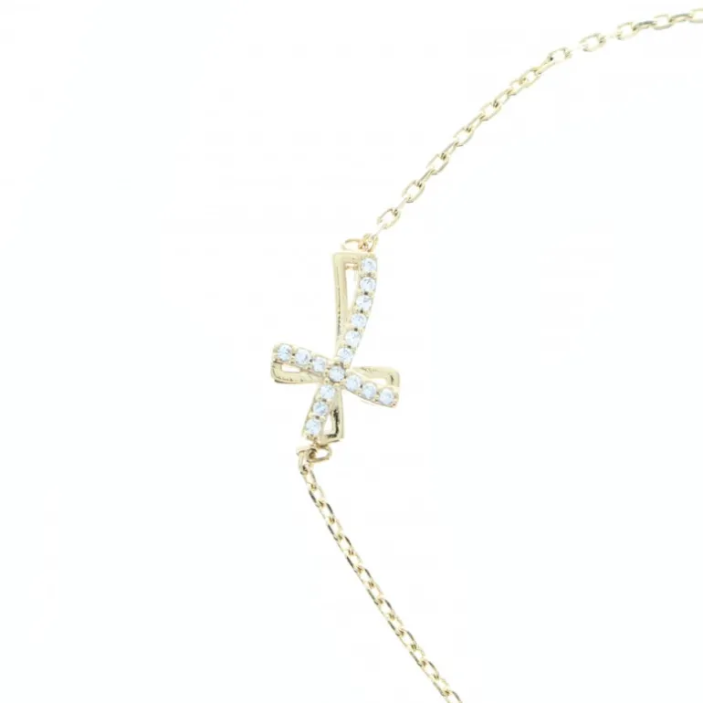 Palais du Rosaire Bracelet en plaqué or avec croix ajourée en strass et fermoir^ Bracelet Plaqué Or