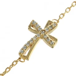 Palais du Rosaire Bracelet en plaqué or avec croix ajourée en strass et fermoir^ Bracelet Plaqué Or