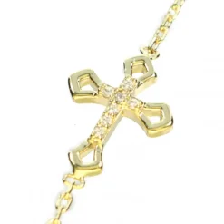 Palais du Rosaire Bracelet en plaqué Or d'une croix avec strass^ Bracelet Plaqué Or