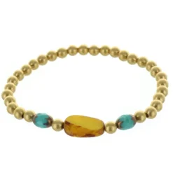 Palais du Rosaire Bracelet fantaisie perles dorées et pierres véritables - Jaune^ Bracelet Fantaisie
