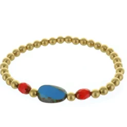 Palais du Rosaire Bracelet fantaisie perles dorées et pierres véritables - Bleu^ Bracelet Fantaisie