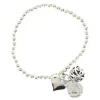 Palais du Rosaire Bracelet grain métal avec breloque coeur et médaille Lourdes^ Bracelet Fantaisie