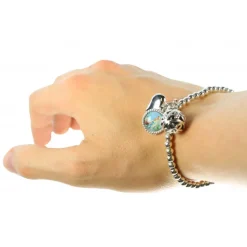 Palais du Rosaire Bracelet grain métal avec breloque coeur et médaille Lourdes^ Bracelet Fantaisie