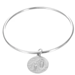Palais du Rosaire Bracelet jonc en Argent avec une médaille de Lourdes^ Bracelet Argent
