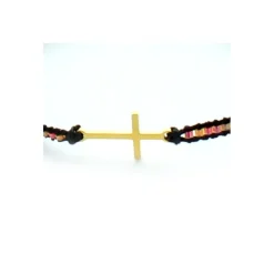 Palais du Rosaire Bracelet noir avec croix dorée^ Bracelet Fantaisie