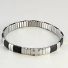 Palais du Rosaire Bracelet noir pour homme avec croix en acier^ Bracelet Fantaisie