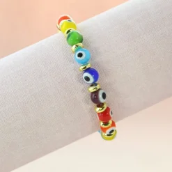 Palais du Rosaire Bracelet perles de verre et pierre de lave avec une croix^ Bracelet Fantaisie