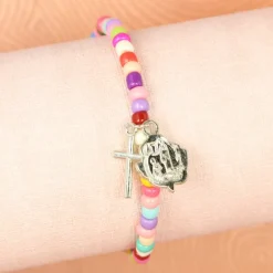 Palais du Rosaire Bracelet perles multicolores et coeurs^ Bracelet Fantaisie