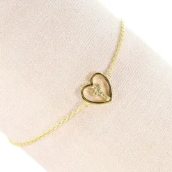 Palais du Rosaire Bracelet Plaqué Or avec Coeur et Croix strass^ Bracelet Plaqué Or