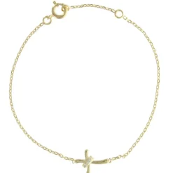 Palais du Rosaire Bracelet Plaqué Or avec une croix moderne et des strass^ Bracelet Plaqué Or