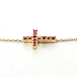 Palais du Rosaire Bracelet Plaqué Or avec une Croix en strass de couleur^ Bracelet Plaqué Or