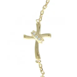 Palais du Rosaire Bracelet Plaqué Or avec une croix moderne et des strass^ Bracelet Plaqué Or