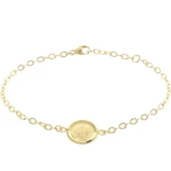 Palais du Rosaire Bracelet Plaqué Or, médaille centrale double face Apparition de Lourdes et Vierge Marie^ Bracelet Plaqué Or