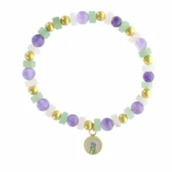 Palais du Rosaire Bracelet religieux avec des perles d'améthyste, aventurine et quartz.^ Bracelet Fantaisie