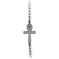 Palais du Rosaire Bracelet religieux avec une croix de vie en zirconium^ Bracelet Fantaisie