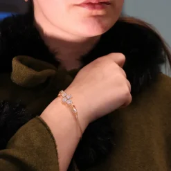 Palais du Rosaire Bracelet religieux doré avec croix en zircon^ Bracelet Fantaisie