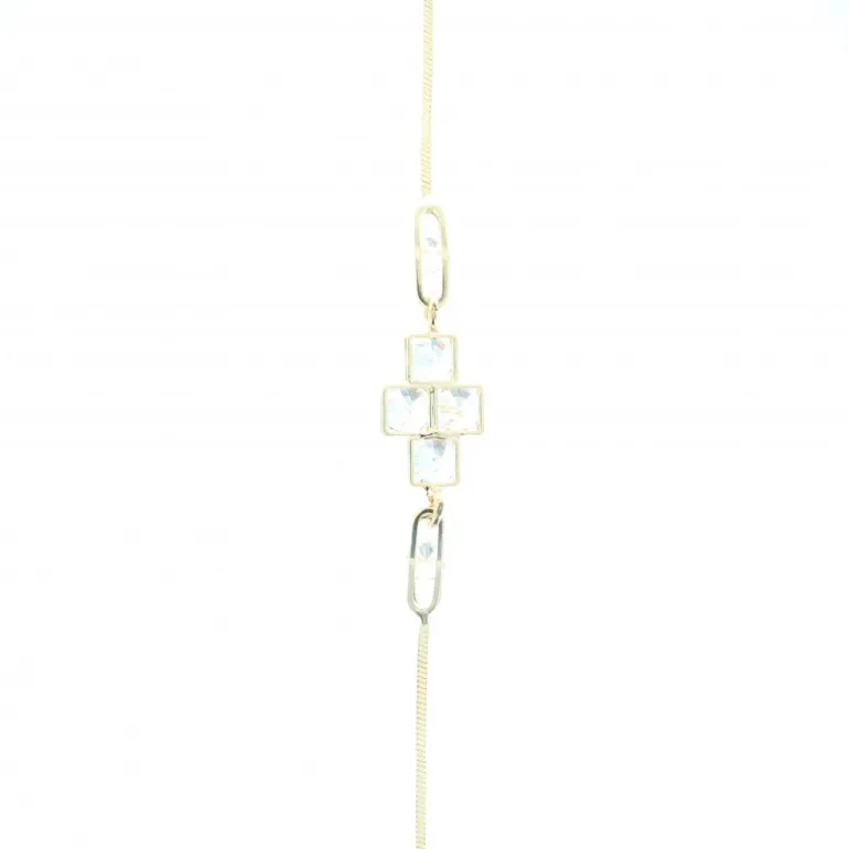 Palais du Rosaire Bracelet religieux doré avec croix en zircon^ Bracelet Fantaisie