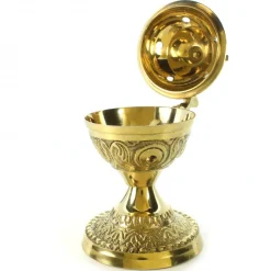Palais du Rosaire Brûle encens en laiton avec croix et poignée de13cm^ Encensoir