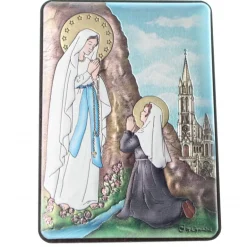 Palais du Rosaire Cadre Apparition de Lourdes sur plaque métal 17x10cm^ Cadre Religieux