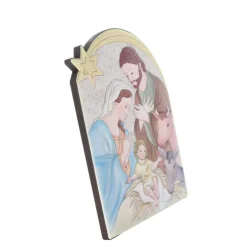 Palais du Rosaire Cadre de la Nativité avec étoile en bois et aluminium 16x21cm^ Décoration De Noël | Cadre Religieux