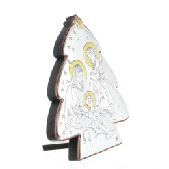 Palais du Rosaire Cadre de la Sainte Famille en forme de Sapin argenté 10cm^ Cadre Religieux